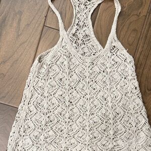 Abercrombie & Fitch Crochet Openwork Tank Top in Ivory